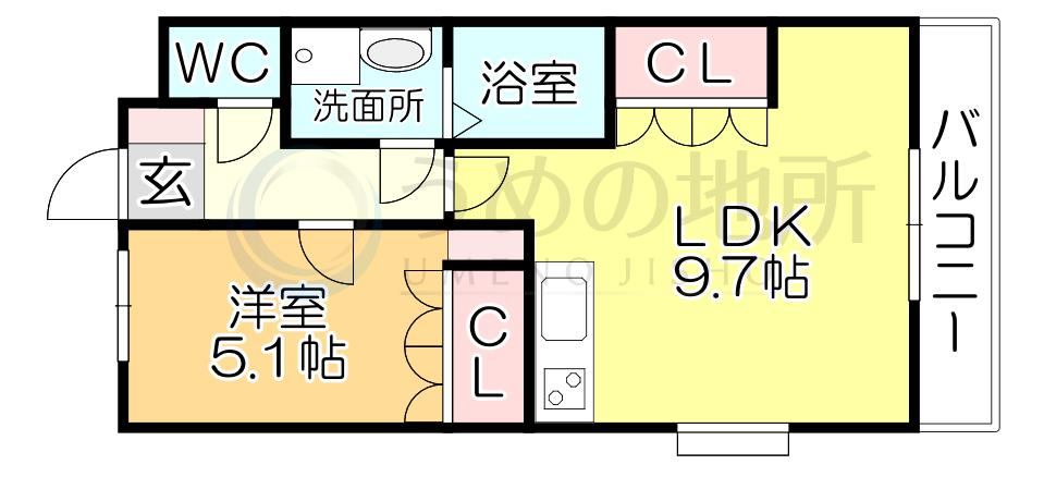 サンフォレスト小森野(1LDK/1階)の間取り写真