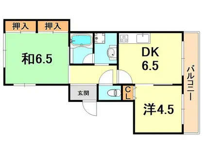 栄ハイツ六甲(2DK/2階)の間取り写真