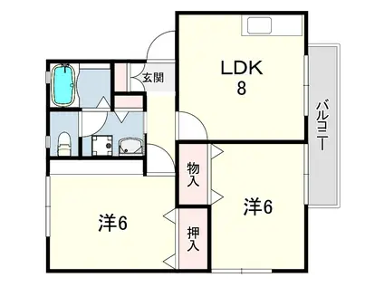グランシャリオ(2DK/1階)の間取り写真