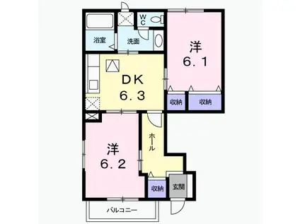 アース・ライトA(2DK/1階)の間取り写真