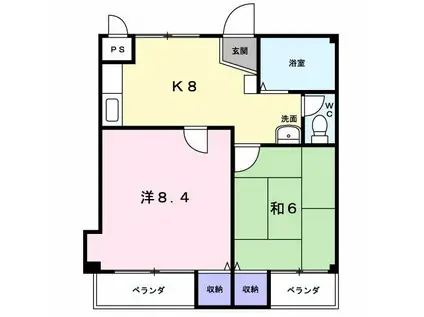 コーポTAKEDA(2DK/3階)の間取り写真