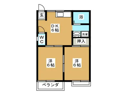 フォーブルMIMIKIKIA棟(2DK/2階)の間取り写真