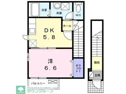 パルク カーサ(1DK/2階)の間取り写真
