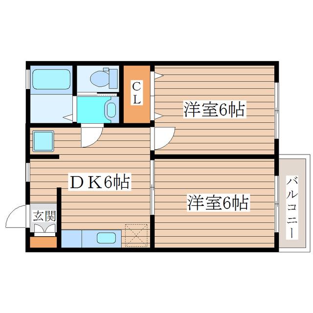 プレステーション愛子B(2DK/2階)の間取り写真