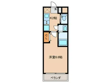 AILE石橋III(1K/2階)の間取り写真