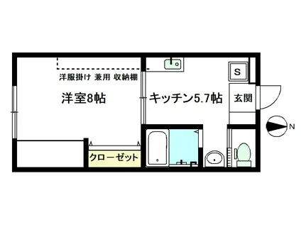 マキシマ28(1DK/1階)の間取り写真