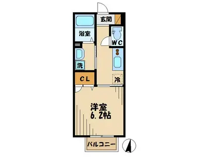 VILLAGE KAZN一番館(1K/2階)の間取り写真