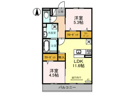 ロイヤルコート緑橋(2LDK/3階)の間取り写真