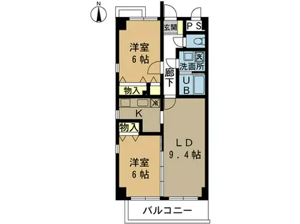 ローレルコート(2LDK/2階)の間取り写真
