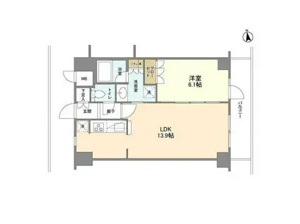 KENEDIX藤沢(1LDK/7階)の間取り写真