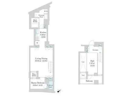アパートメンツ元麻布内田坂(1SLDK/1階)の間取り写真