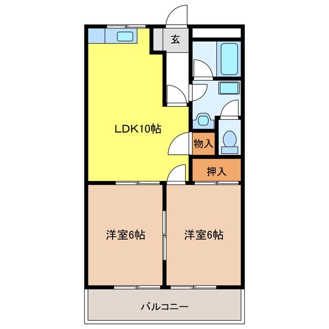 スピカ小柳(2LDK/2階)の間取り写真