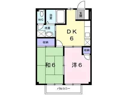 ニューシティウエストC(2DK/1階)の間取り写真