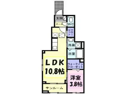ヴェルドミール(1LDK/1階)の間取り写真