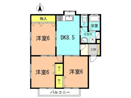 JメゾンA棟(3DK/1階)の間取り写真