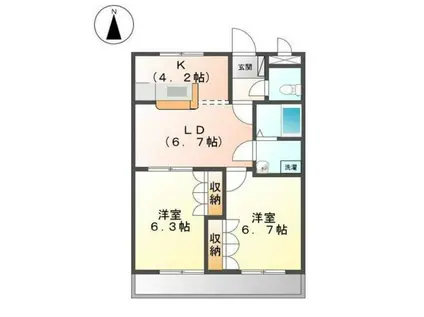 サニーハウス南(2LDK/1階)の間取り写真