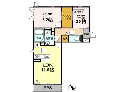 D-ROOMアネシス(2LDK/1階)の間取り写真