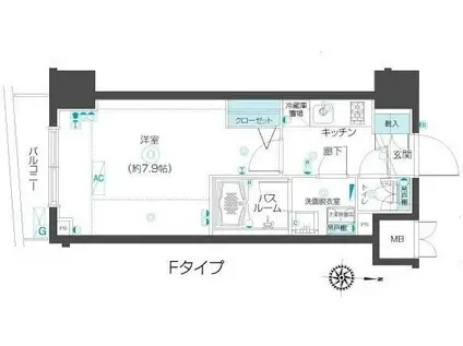 ズーム市谷本村町(1K/4階)の間取り写真