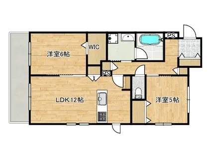 登戸ヘーベルメゾン東棟(2LDK/1階)の間取り写真