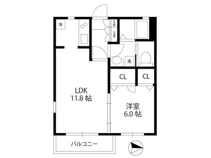 ヴィアン・ヴィラージュ(1LDK/2階)の間取り写真