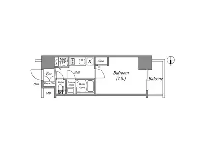 メインステージ大阪ノースGATEI(1K/9階)の間取り写真