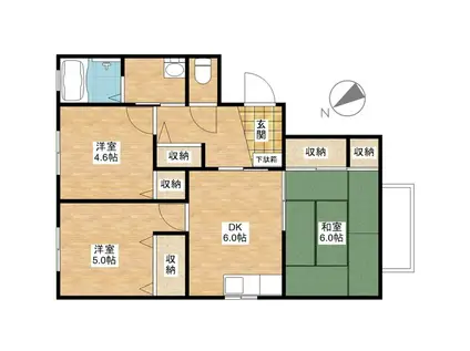 シャーメゾンノヴァンブル(3DK/1階)の間取り写真