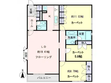 メゾン・ラ・フォンテーヌ(3LDK/1階)の間取り写真