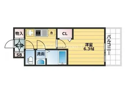 プレサンス大手前ピリオド(1K/9階)の間取り写真