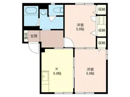 ディアス諏訪A(2K/1階)の間取り写真