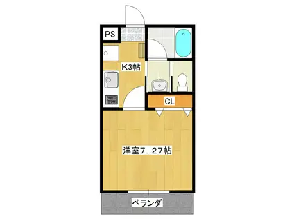 プレインつくば(1K/2階)の間取り写真