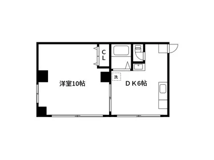 タカイビル(1DK/2階)の間取り写真