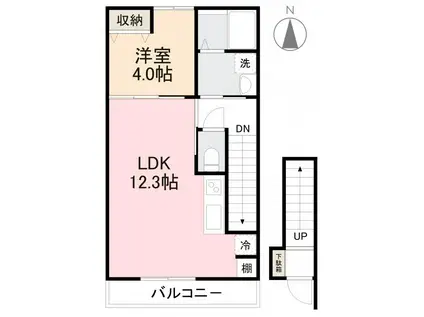 ルミエール高松町(1LDK/2階)の間取り写真