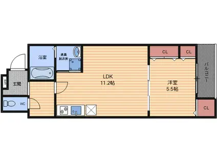 フジパレス阪急武庫之荘駅東II番館(1LDK/1階)の間取り写真