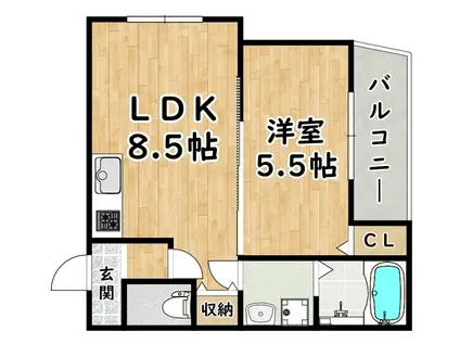 CAPRICORN(1LDK/2階)の間取り写真