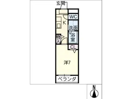 グランテラス伏屋(1K/4階)の間取り写真