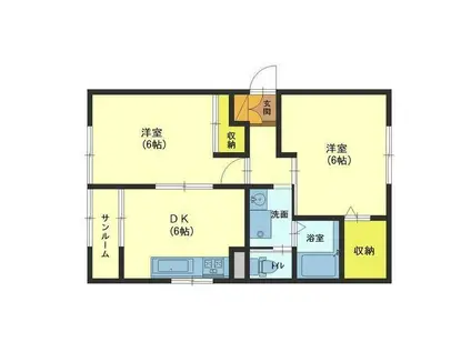 エレガンスコート水橋II(2DK/1階)の間取り写真