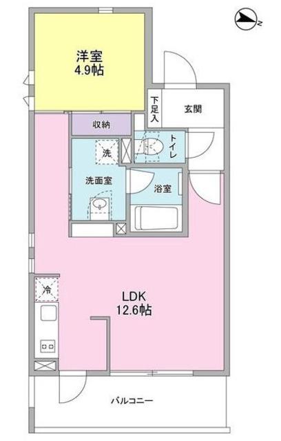 コスモリード目黒学芸大学ウエスト(1LDK/1階)の間取り写真