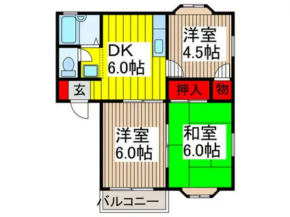 天神橋サンハイツ(3DK/1階)の間取り写真