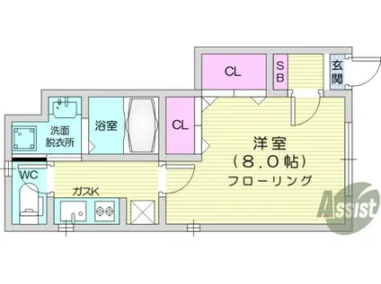 ハウスINモデラート(1K/1階)の間取り写真