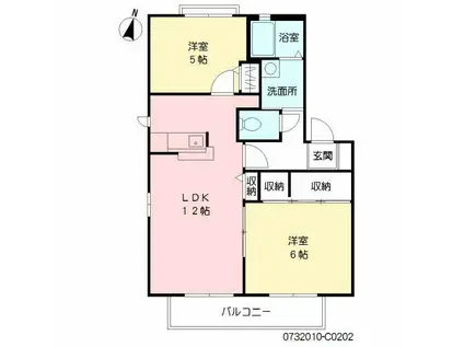 カームネスコートC棟(2LDK/2階)の間取り写真