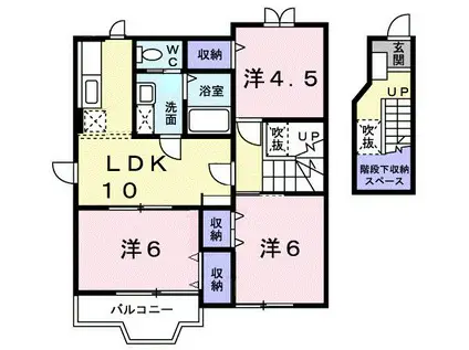 ヒルテラス ウエスト(3LDK/2階)の間取り写真