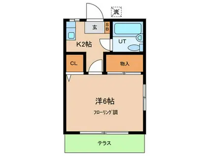 ホワイトハイツ(1K/1階)の間取り写真