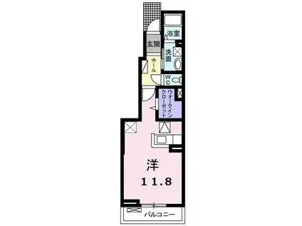 リヴィスタ(ワンルーム/1階)の間取り写真