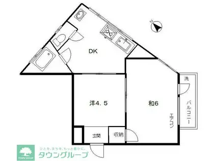仲宿マンション(2DK/6階)の間取り写真