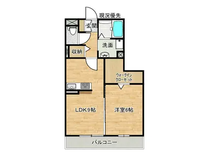 オーヴェスト(1LDK/3階)の間取り写真