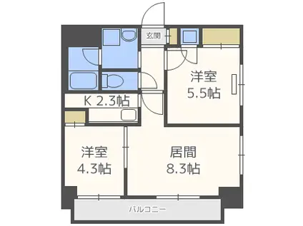 サザンエトワール北大(2LDK/7階)の間取り写真