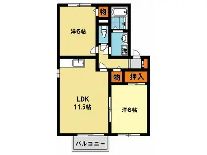 ラスリーズ(2LDK/2階)の間取り写真