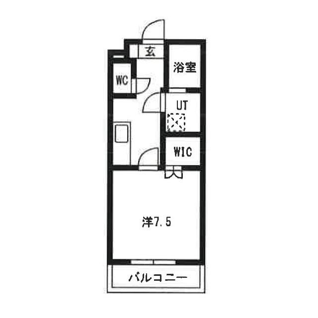 ポルトフィーノ長岡(1K/1階)の間取り写真