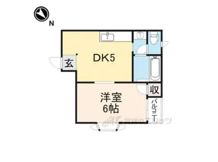 京阪本線 萱島駅 徒歩9分 4階建 築28年(1DK/3階)の間取り写真