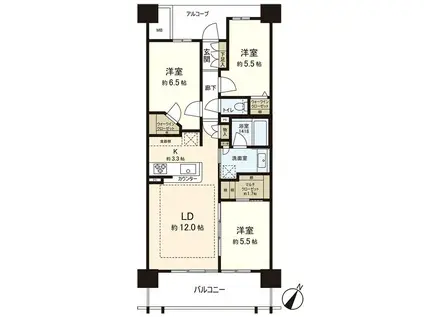 パークホームズ仙台中央(3LDK/7階)の間取り写真